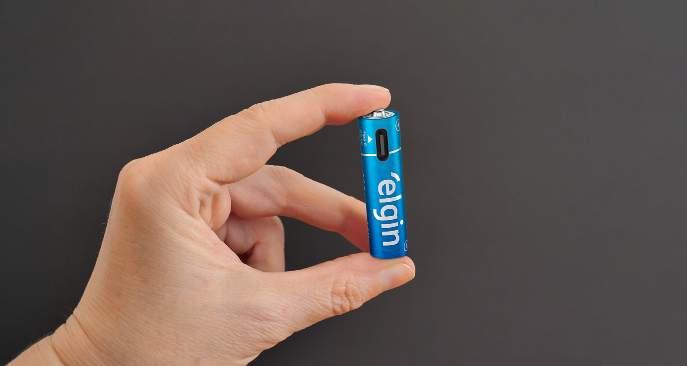 Pilhas recarregáveis Elgin com entrada USB-C